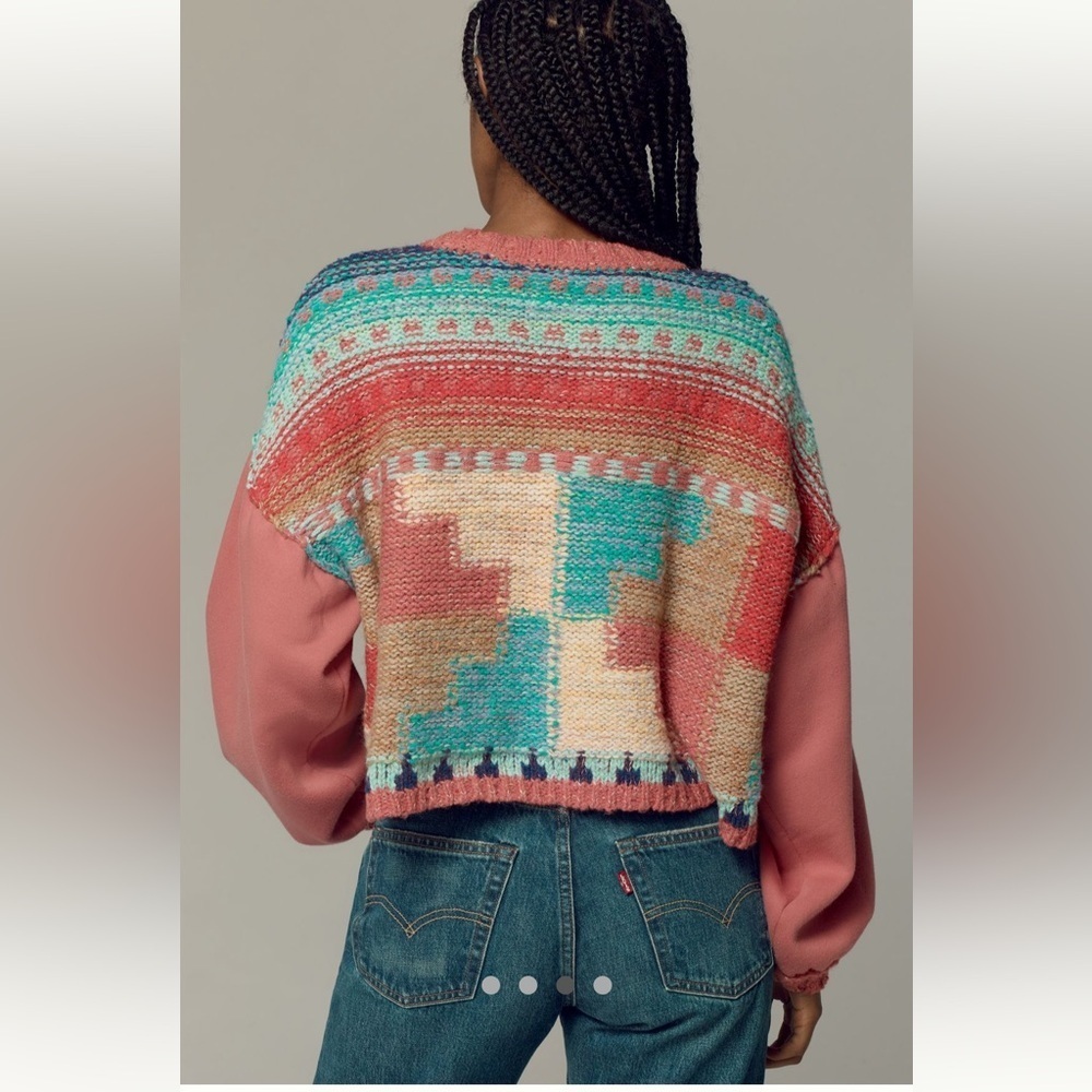 🍀RARE🍀 Anthropologie NWT Pilcro Billowy-Sleeve Crew-Neck Sweater size L. - Picture 4 of 8